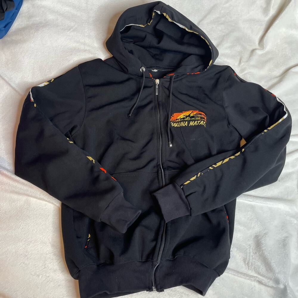 UNBRANDED Lion King Disney Hakuna Matata Black Zip Up Jacket Safari Medium Youth